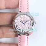 Swiss Replica Cartier Ballon Bleu De Cartier Pink Dial Pink Leather Strap Watch